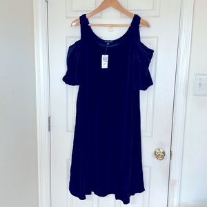 NWT Black / Navy Velvet Cold Shoulder Wedding Graduation Dress Plus Size 2X